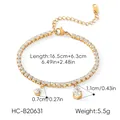Gedetailleerde afmetingen van goud vergulde druppel zirkoon armband met verlenging. - Waterdruppel Hanger (HC-B20631)
