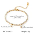 Gedetailleerde weergave van de 18K vergulde hart tennisarmband met afmetingen - Hart Hanger (HC-B20632)