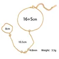 Bracciale a catena per dorso mano in acciaio inossidabile dorato con cristalli e misure - Stile 5 Strass Bianchi Tondi (E2503)