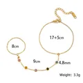 Bracciale con anello in acciaio inossidabile dorato con pietre preziose e misure. - Stile Strass Colorato (E2540)