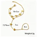 Catena da mano in acciaio inossidabile dorato con cuori, bracciale schiava a doppio strato - Stile Cuore Doppio Strato (E2504)
