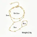 Bracciale da mano a doppio strato in acciaio inossidabile dorato con perline e misure esatte - Stile Catena a Palline Tonde (E2528)