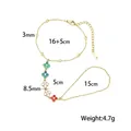 Catena da mano in acciaio inossidabile placcato oro con ciondoli a fiori, 4,7 g - Stile Quadrifoglio Strass Colorato (E2509)