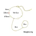 Bracciale a catena da mano integrato in acciaio inossidabile dorato con ciondoli a trifoglio - Stile Quadrifoglio Strass Colorato (E2552)