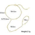 Catena da mano in acciaio inossidabile dorato con cristalli a cuore e perle - Stile Cuore Strass Bianco Perlina Dorata (E2559)