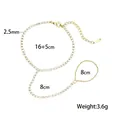 Elegante bracciale da mano in acciaio inossidabile placcato oro con misure dettagliate - Stile Catena Strass Pavé (E2562)