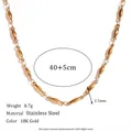 Detailed specs of 18K gold plated stainless steel necklace including size, weight and material - Oval Olive Link Necklace (N3086_Gold_40cm)