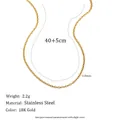 18K gold plated stainless steel chain necklace with 1.8mm width and 40+5cm length. - Minimalist O-Chain Necklace (N2801_40CM)