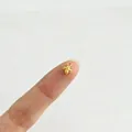 Kleiner goldener Blumenanhänger aus Edelstahl auf Fingerspitze zur Größenreferenz. - Stern Stil (P1-4) / Gold