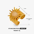 Vintage goldener Edelstahlring Sonne mit Tigerauge Stein und gehämmertem breitem Band - offener Ring / Gold Rosa Stein