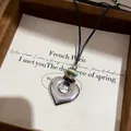 Collana vintage con ciondolo a cuore d'argento e cordino nero in una confezione regalo - Cuore Stropicciato (47#)