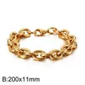 Chunky gold stainless steel O-chain bracelet measuring 200x11mm for men and women - Regular Chain (KB126619-Z) / 200x11mm Pack / Gold