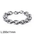 Polished stainless steel O-link chain bracelet for fashion jewelry, size 200x11mm - Regular Chain (KB126617-Z) / 200x11mm Pack / Steel
