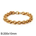 Gold-plated stainless steel O-link chain bracelet, 200x10mm size, chunky fashion style - Classic O Chain (KB113962-Z)