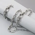 Men's hip hop stainless steel square link chain with bold double snake head clasps - Snake Head Style / 9mm Wide x 20cm Long Bracelet