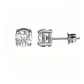 Vue détaillée des boucles d'oreilles en argent serties de zircons ronds brillants - Style Rond / 3mm (1 Pièce) / Acier