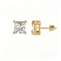 Boucles d'oreilles puces carrées en zircone cubique avec finition dorée pour unisexes - Style Carré / 3mm (1 Pièce) / Or