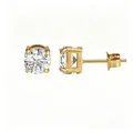 Boucles d'oreilles puces classiques avec oxyde de zirconium rond et placage en or 14k - Style Rond / 3mm (1 Pièce) / Or