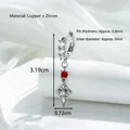 Punk style silver earrings with red and clear zircon cross dangle pendant. - Cross Pendant Style (A1549-1) / Single Piece