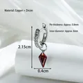 Dainty red rhombic zircon drop earring with silver hoop design for a sweet and cool fashion look - Red Rhombus Pendant Style (A1549-2) / Single Piece