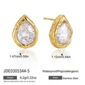 Detail showing size and weight of gold plated stainless steel teardrop earrings - Teardrop Shape (JDE0305344-5)