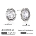 Detail view showing dimensions and weight of stainless steel zircon stud earrings. - Round Shape (JDE0305344-S-4)