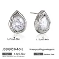 Detailed size and weight specs for teardrop zircon stainless steel stud earrings - Teardrop Shape (JDE0305344-S-5)