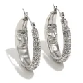 Boucles d'oreilles créoles lune avec visage en acier inoxydable 316L et strass brillants - Acier