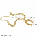 Gold-plated stainless steel horseshoe pendant bracelet with measurements and 11g weight info - Horseshoe U-Shape Bracelet (TB5283) / Gold