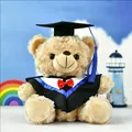 Adorable plush graduation teddy bear doll wearing black doctor gown and cap gift. - Light Brown (Blue Collar)