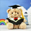 Adorable graduation teddy bear plush toy in black academic gown and cap with yellow tassel - Light Brown (Yellow Collar)