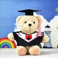 Graduation teddy bear plush doll in black academic gown and pink tassel cap - Beige (Pink Collar)