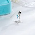 Titanium angel wing piercing earring with light blue crystal accent - Angel Wings (A1565-3) / Single Piece / Light Blue