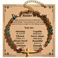 Detailed macro view of beaded bracelet with 4mm African Turquoise and gold cross pendant. - To My Sister Style / Multicolor (To My Sister)