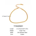 Bracelet de cheville doré en acier inoxydable 304 avec ses dimensions et ses détails - YYA025001