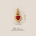 Elegant heart-shaped stainless steel pendant with red zircon in 18K gold plated finish - July Birthstone Pendant / Gold