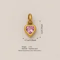 Pink heart-shaped zircon birthstone pendant in 18K gold plated stainless steel - October Birthstone Pendant / Gold