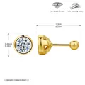 Boucles d'oreilles en argent 925 doré avec zircon 5A et dimensions détaillées - Argent 925 plaqué or - 4,5 mm / Argent 925