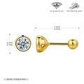 Boucles d'oreilles puces en argent S925 avec oxyde de zirconium 5A serti clos chic - Grand Style / Argent 925 / 3.5mm / Or