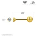 Boucle d'oreille minimaliste en argent S925 plaqué or avec sertissage clos en zircon 5A - Petit Style / Argent 925 / 1.5mm / Or