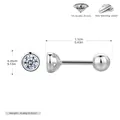 Clou d'oreille minimaliste en argent S925 avec une pierre de zircon 5A de 0,35 cm - Style Moyen / Argent 925 / 2.5mm / Argent