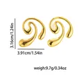 Orecchini a lobo geometrici dorati in acciaio inox con dimensioni - Curva / Oro