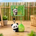 Ensemble de porte-clés magnétiques panda et pousse de bambou pour couples et amis - Style Amis Pousses de Bambou Magnétique (MX-81525) / Une Paire / Vert et Blanc