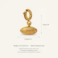 18K vergoldeter Edelstahl American Football Anhänger mit Produktabmessungen und Gewicht - Rugby Anhänger