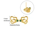Vergulde hart stethoscoop oorknopjes met groene edelsteen, afmetingen 11x12mm - Stethoscoop Hart Stijl (G126440) / 18K goud / 11x12mm Verpakking / Goud