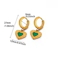 Elegante gouden roestvrijstalen oorringen met groene hartvormige kattenoogsteen - Stralen Hart Hanger Stijl (G126398) / 18K goud / 27mm Verpakking / Groen