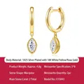 925er Sterling Silber Creolen mit Moissanit-Anhängern im Marquise-Schliff in Gold - Marquise-Schliff Ohrhänger (E15843)