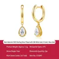 Elegante druppeloorbellen met peervormige moissanite van 18K verguld S925 sterling zilver - 5x8mm / Peer Geslepen Hangende Oorbellen (E15840)
