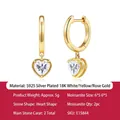 Herzförmige Moissanit-Ohrringe, 18 Karat gelbvergoldet aus S925 Silber - Herz-Schliff Ohrhänger (E15844)