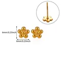 Detailed view of 6mm golden ball cluster flower stud earrings with size measurements - Small Flower Cluster (G1126402) / Gold